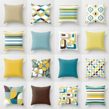 Teal Blue Brown Mustard Yellow Retro Home