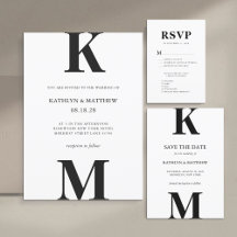 Black Modern Bold Monogram Wedding