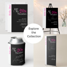 30th Birthday RIP 20s Hello 30s Party Black Pink