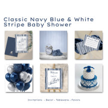 Classic Navy Blue & White Stripe Baby Shower