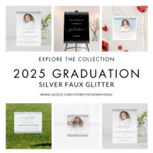 Silver Glitter Graduation Supplies