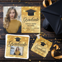 Gold Sparkle Photo Glam Graduation Party