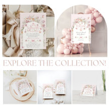 Little Buterfly Blush Pink Floral Girl Baby Shower