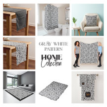 Dark-Gray White Geometric Pattern Home Decor