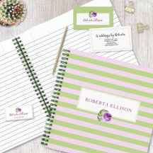 Watercolor Rose On Stripes Professional Suite