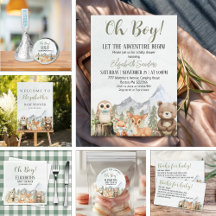 Oh Boy - Woodland Animals Baby Shower Boy