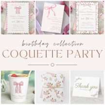 Coquette Feminine Pink Bow Girly Party Collection