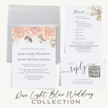 Wedding Elegant Blush Pink and Light Blue 