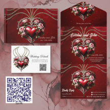 Noble gothic heart with flowers.