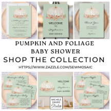 Pumpkin And Foliage Baby Shower Collection