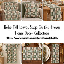 Boho Fall Leaves Sage Earthy Brown Home Decor
