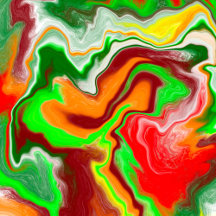 Red, Green, Burgundy Colorful Marble Fluid Art  
