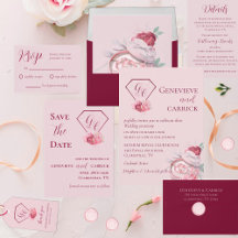 Chic Blush Pink & Crimson Red Wedding Collection 