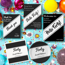 Delicate Black and White Modern Chic Birthday