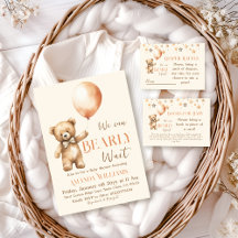 Boho We Can Bearly Wait Beige Bear Baby Shower
