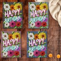 Colorful Floral Happy Birthday  