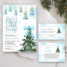 Blue Bow Christmas Tree Baby Shower