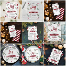 Modern Watercolor "Joy" Candy Cane Baby Shower