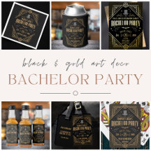Black and Gold Art Deco Speakeasy Bachelor Party