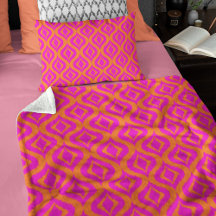 Bright Orange Pink Ikat Pattern