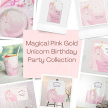 Magical Pastel Pink Gold Unicorn Birthday Party 