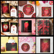 Black Gold Berry 1st Birthday Strawberry Glitter