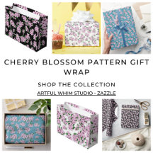 Pink cherry blossoms floral gift wrap