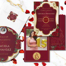 Burgundy Rose & Gold Quinceañera 