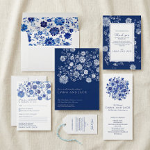 Pretty blue chinoiserie style floral wedding
