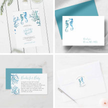 Watercolor Seahorse Baby Shower Theme