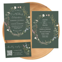 Rustic Dark Green Boho Wildflower Theme