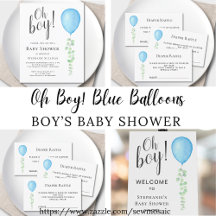 Oh Boy Blue Balloons Baby Shower Collection