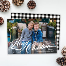Merry Christmas Elegant Calligraphy Photo Cards