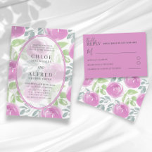 Boho Pink Watercolor Flowers Wedding Collection