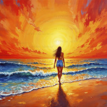 Golden Sunset Walk, Ocean Shore