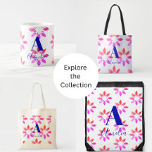 Monogram Hot Pink Watercolor Floral Pattern