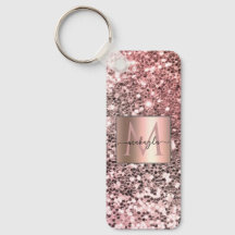 Glam Luxury Rose Gold Glitter Monogram