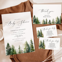 Adventure awaits pine trees baby shower