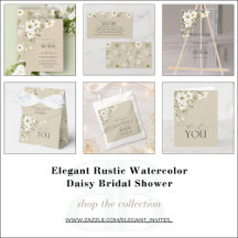 Elegant Rustic Watercolor Daisy Bridal Shower