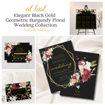 At Last - Black Gold Geometric Burgundy Floral 