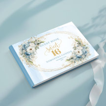 Dusty blue floral gold Sweet 16th Books 37-16