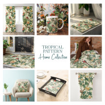 Tropical theme colorful flowers and birds pattern