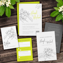 Citrus lemon and lime green yellow blossom wedding