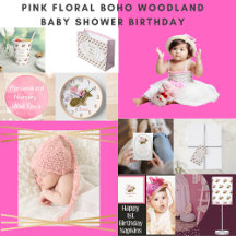 Little Pink Wildflower Woodland Baby Girl