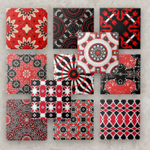 Red Black and White Decorative Ceramic Tiles