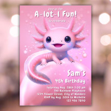 Axolotl Birthday Invitation Boy Girl Axolotl Party