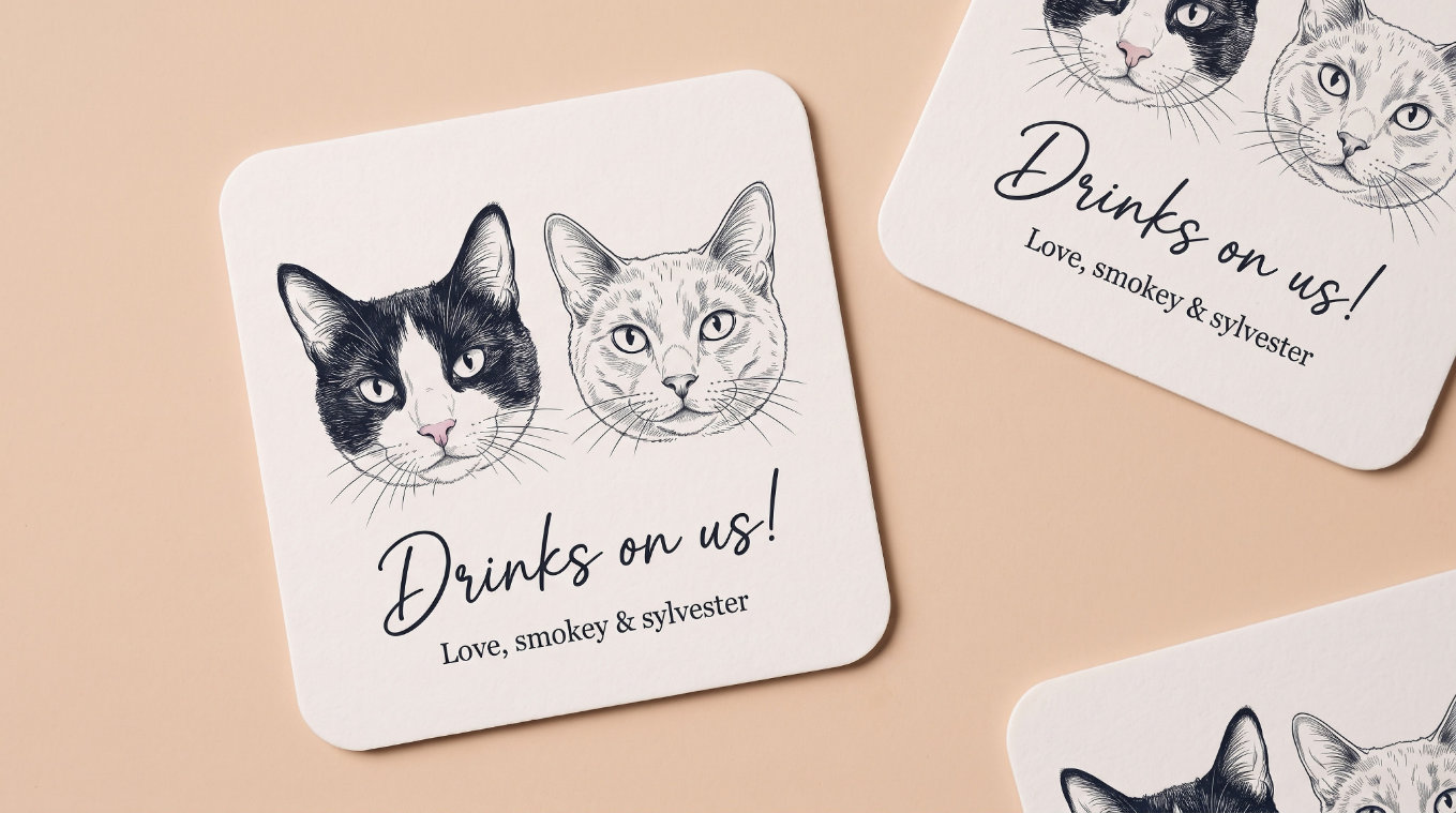 16:9 Coasters (Square): the personalized paper coaster with your pet's portrait