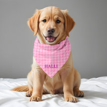 Pink and White Plaid Pet Accessory Collection