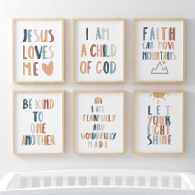 Christian kids bible verse boho color theme poster