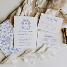 Elegant Blue Chinoiserie Victorian Floral Wedding
